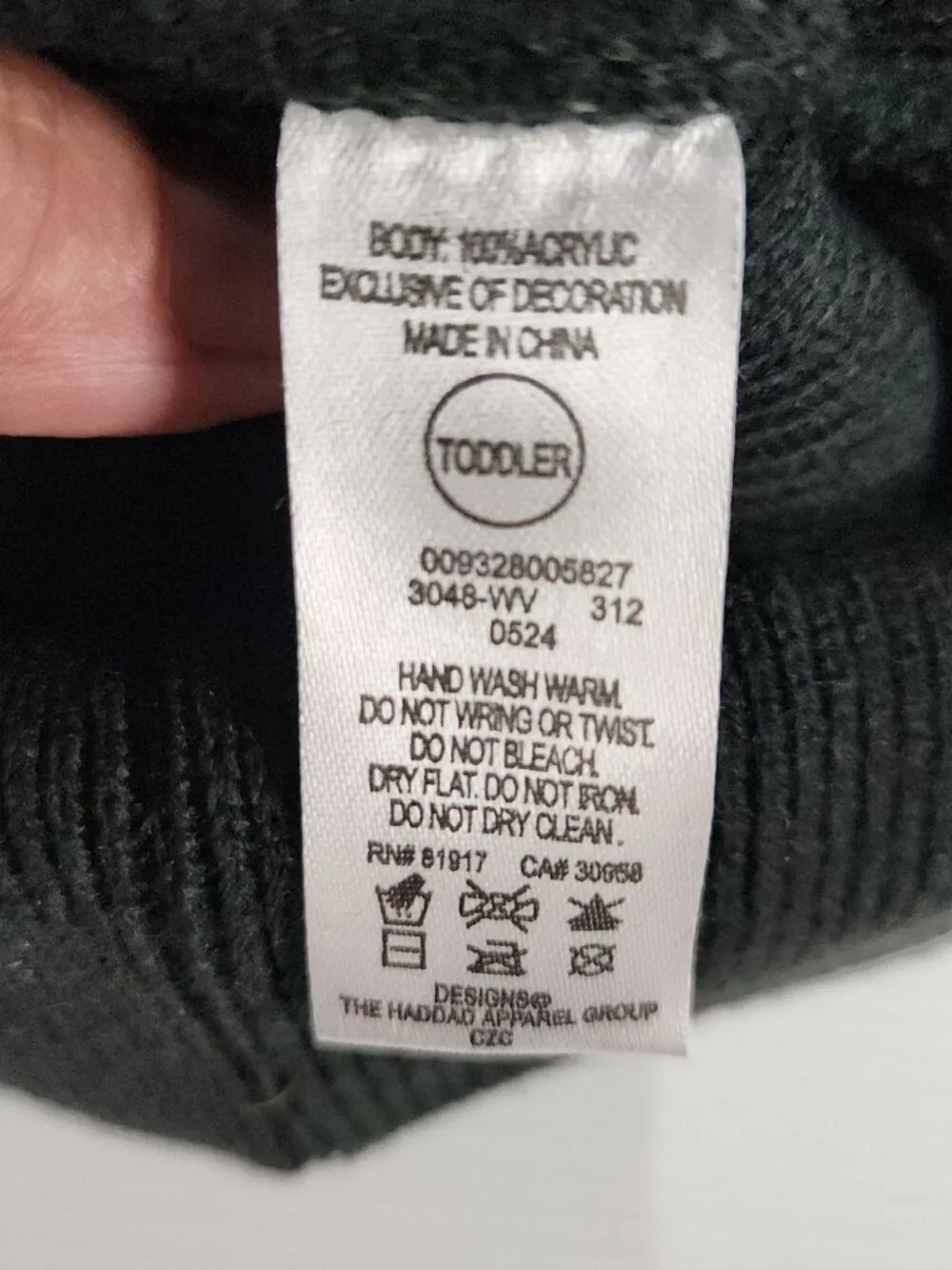 Nike 7N3048-Ww W. Virginia Toddler Beanie Mittens 2/4T Acrylic Black Gold